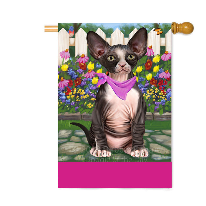 Personalized Spring Floral Sphynx Cat Custom House Flag FLG-DOTD-A63071
