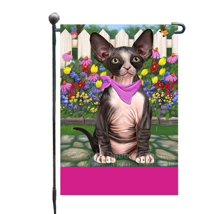Personalized Spring Floral Sphynx Cat Custom Garden Flags GFLG-DOTD-A63015