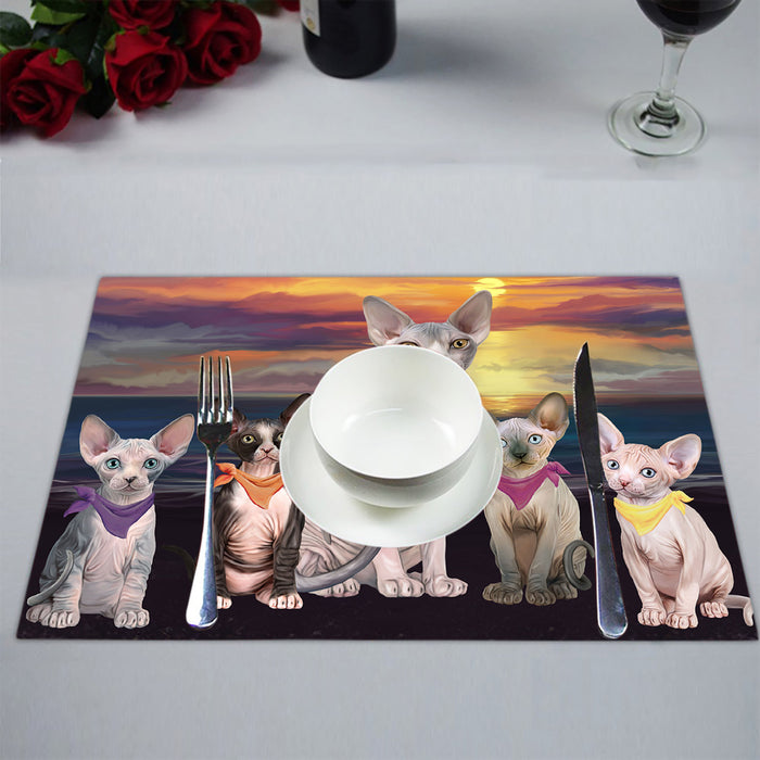 Family Sunset Portrait Sphynx Cats Placemat