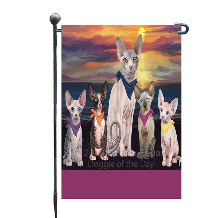 Personalized Family Sunset Portrait Sphynx Cats Custom Garden Flags GFLG-DOTD-A60635