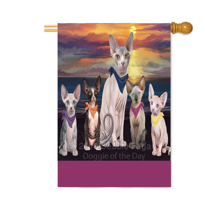 Personalized Family Sunset Portrait Sphynx Cats Custom House Flag FLG-DOTD-A60691