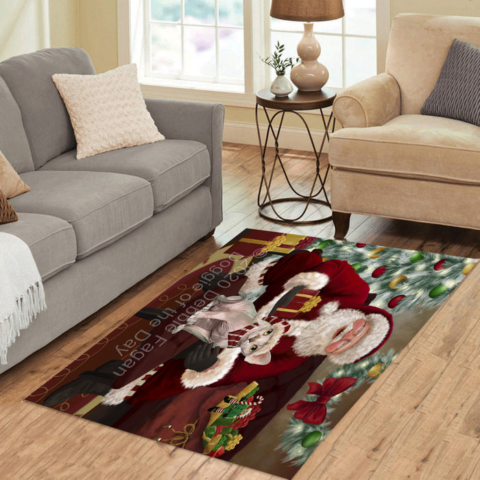 Santa's Christmas Surprise Sphynx Cat Polyester Living Room Carpet Area Rug ARUG67832