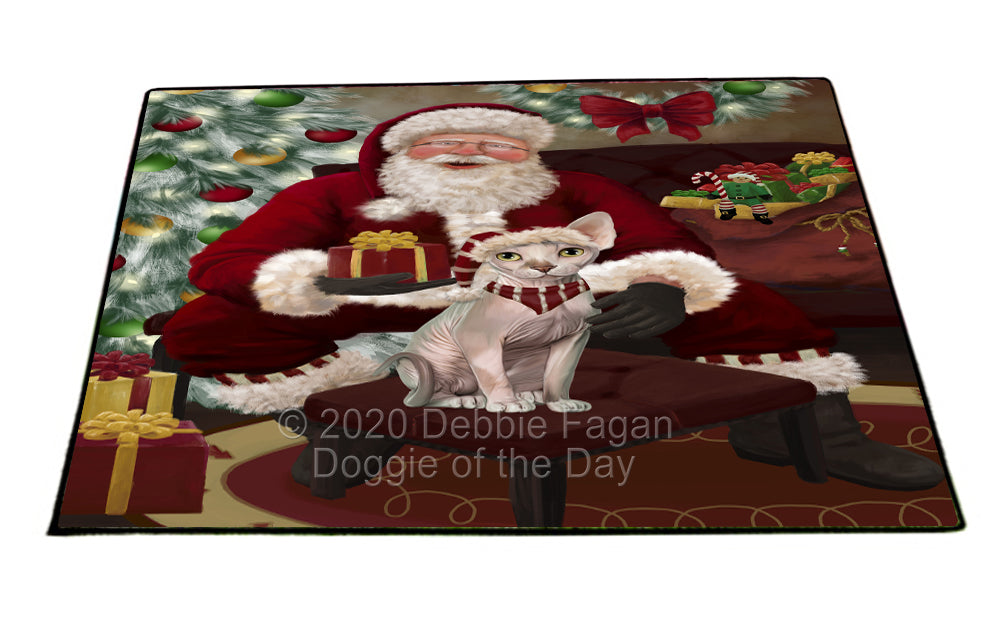 Santa's Christmas Surprise Sphynx Cat Indoor/Outdoor Welcome Floormat - Premium Quality Washable Anti-Slip Doormat Rug FLMS57577