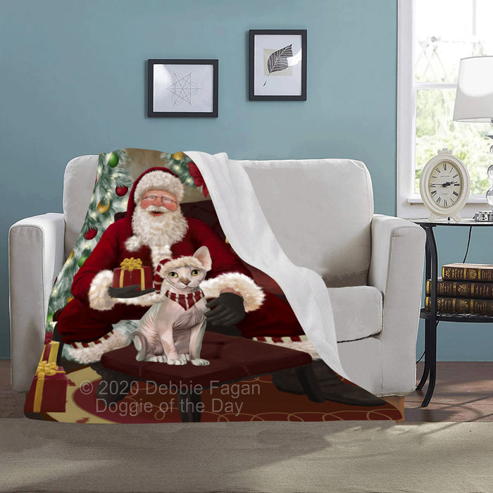 Santa's Christmas Surprise Sphynx Cat Blanket BLNKT142428
