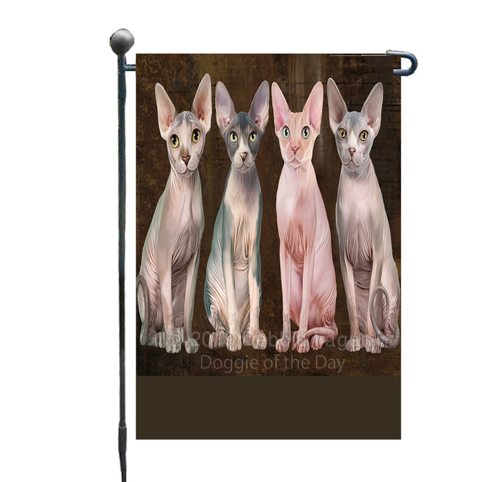 Personalized Rustic 4 Sphynx Cats Custom Garden Flag GFLG63358