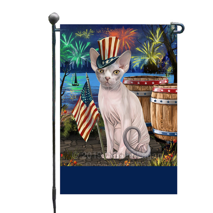 Personalized 4th of July Firework Sphynx Cat Custom Garden Flags GFLG-DOTD-A58114