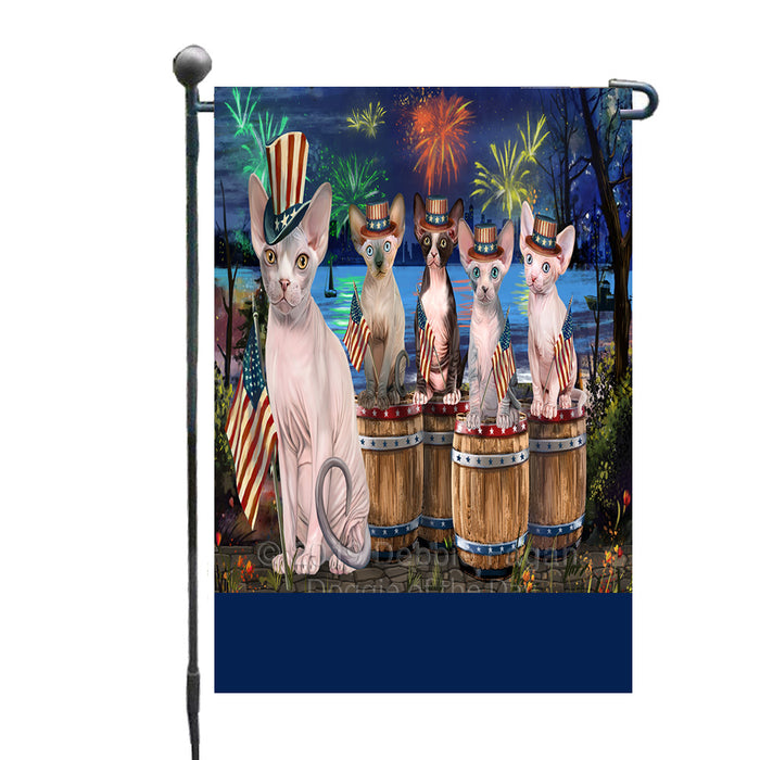 Personalized 4th of July Firework Sphynx Cats Custom Garden Flags GFLG-DOTD-A58115