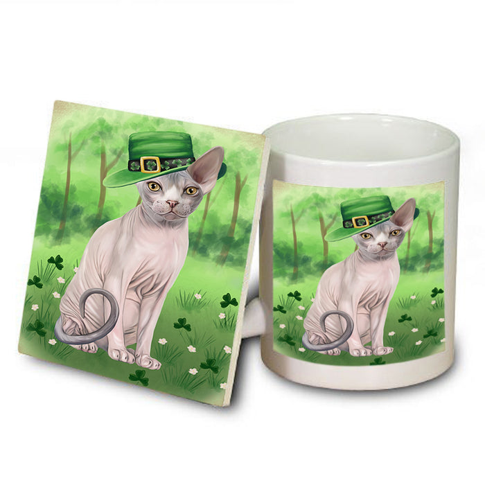 St. Patricks Day Irish Portrait Sphynx Cat Mug and Coaster Set MUC57038