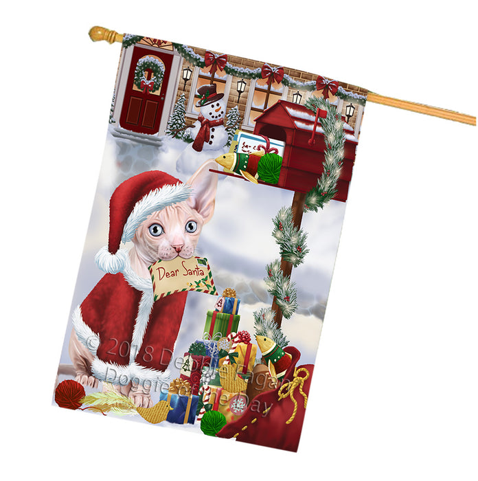 Sphynx Cat Dear Santa Letter Christmas Holiday Mailbox House Flag FLG53751