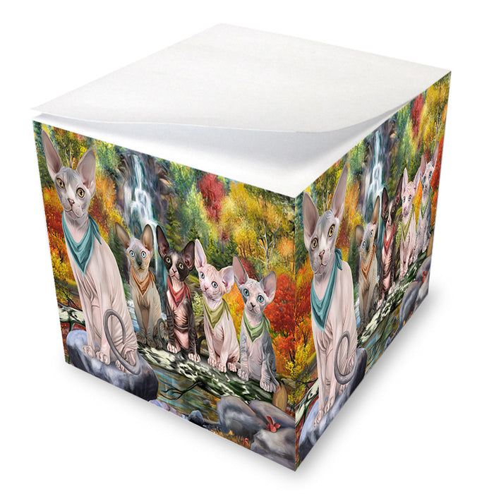 Scenic Waterfall Sphynx Cats Note Cube NOC51962
