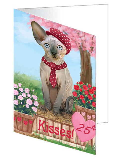 Rosie 25 Cent Kisses Sphynx Cat Handmade Artwork Assorted Pets Greeting Cards and Note Cards with Envelopes for All Occasions and Holiday Seasons GCD73241