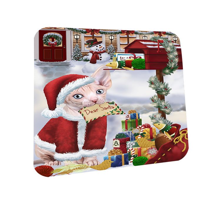 Sphynx Cat Dear Santa Letter Christmas Holiday Mailbox Coasters Set of 4 CST53511