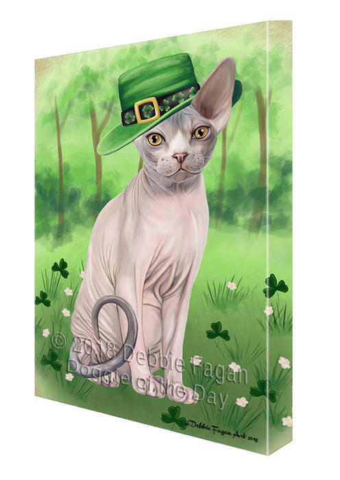 St. Patricks Day Irish Portrait Sphynx Cat Canvas Print Wall Art Décor CVS135854