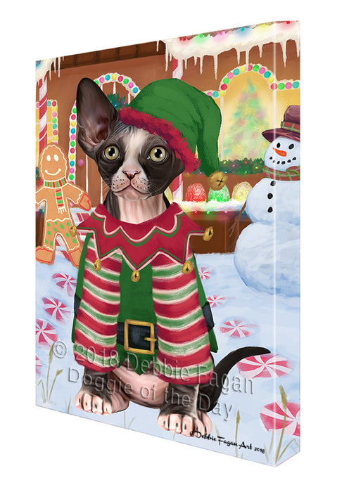 Christmas Gingerbread House Candyfest Sphynx Cat Canvas Print Wall Art Décor CVS131336