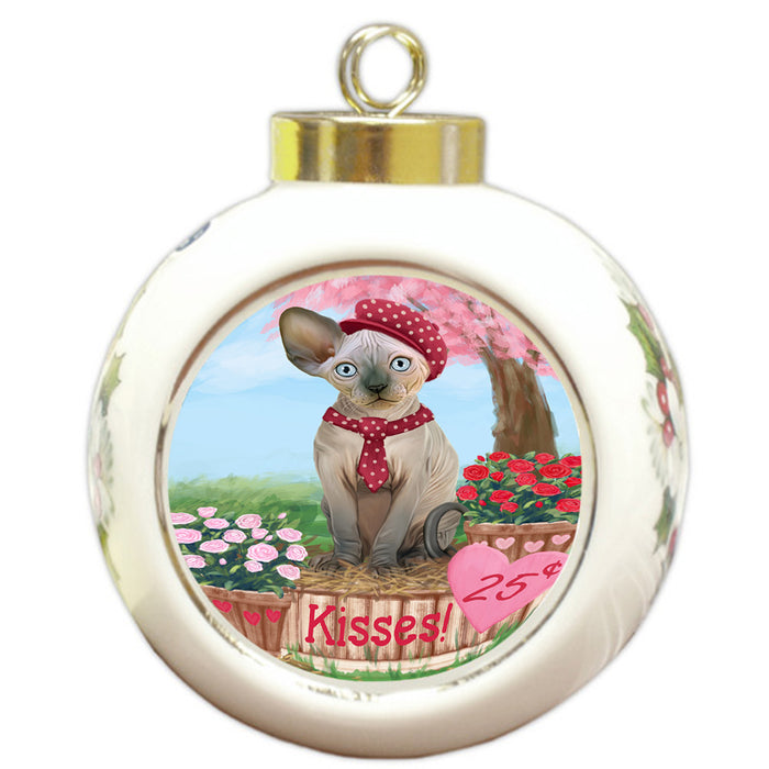 Rosie 25 Cent Kisses Sphynx Cat Round Ball Christmas Ornament RBPOR56598