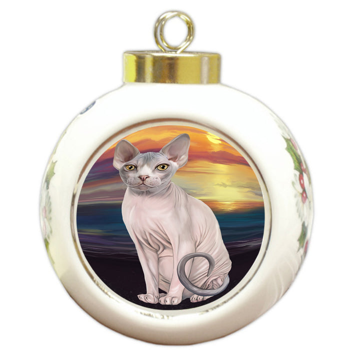 Sphynx Cat Round Ball Christmas Ornament RBPOR51779