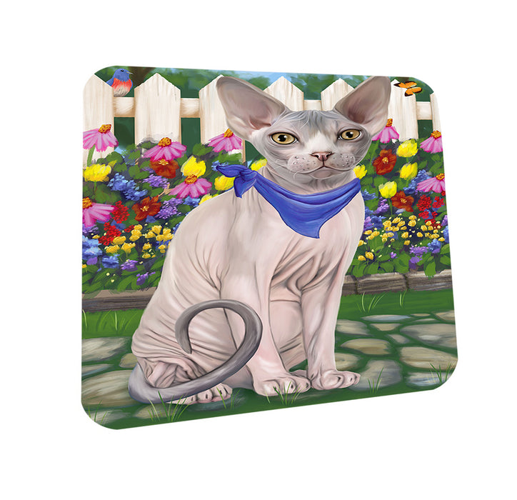 Spring Floral Sphynx Cat Coasters Set of 4 CST52234