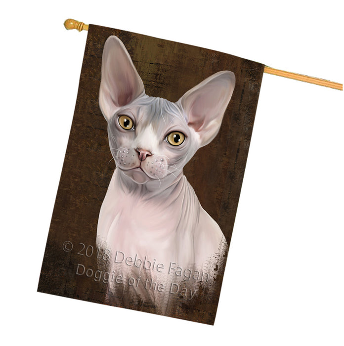 Rustic Sphynx Cat House Flag FLG54682
