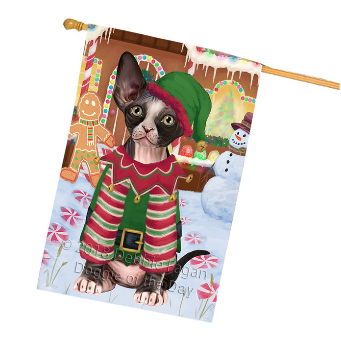 Christmas Gingerbread House Candyfest Sphynx Cat House Flag FLG57252