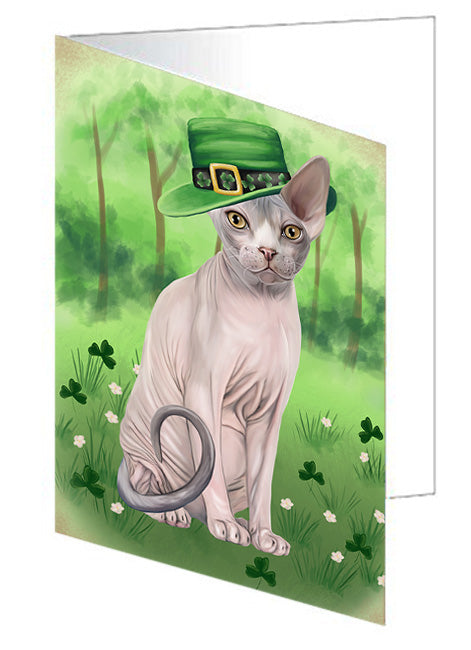 St. Patricks Day Irish Portrait Sphynx Cat Handmade Artwork Assorted Pets Greeting Cards and Note Cards with Envelopes for All Occasions and Holiday Seasons GCD76652