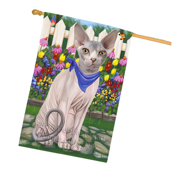 Spring Floral Sphynx Cat House Flag FLG52356