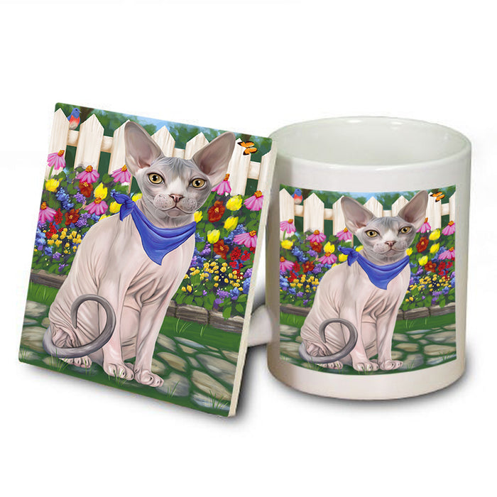 Spring Floral Sphynx Cat Mug and Coaster Set MUC52215