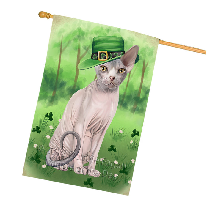 St. Patricks Day Irish Portrait Sphynx Cat House Flag FLG65070