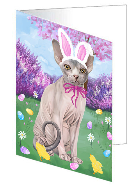 Easter Holiday Sphynx Cat Handmade Artwork Assorted Pets Greeting Cards and Note Cards with Envelopes for All Occasions and Holiday Seasons GCD76340