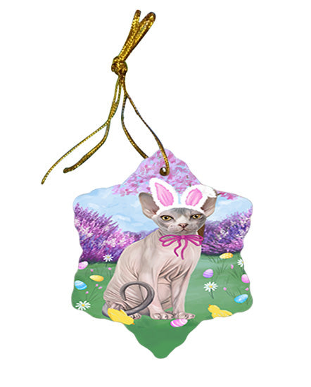 Easter Holiday Sphynx Cat Star Porcelain Ornament SPOR57343