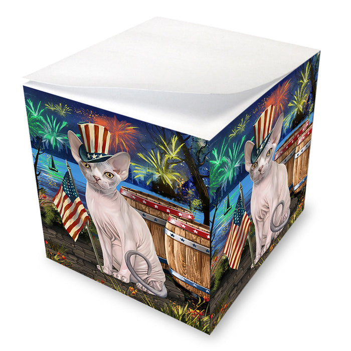 4th of July Independence Day Firework Sphynx Cat Note Cube NOC55727