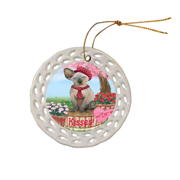 Rosie 25 Cent Kisses Sphynx Cat Ceramic Doily Ornament DPOR56598