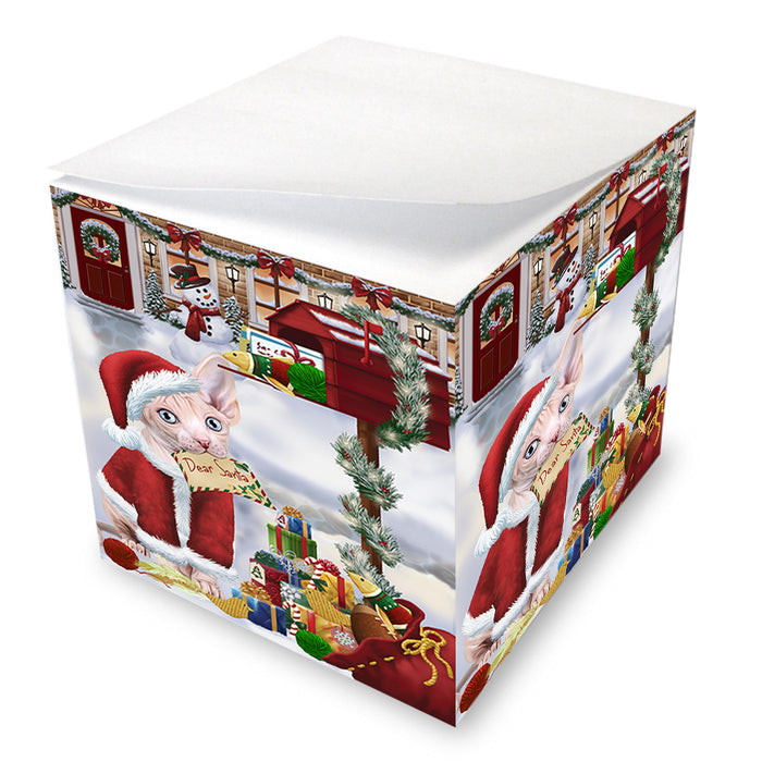 Sphynx Cat Dear Santa Letter Christmas Holiday Mailbox Note Cube NOC55199