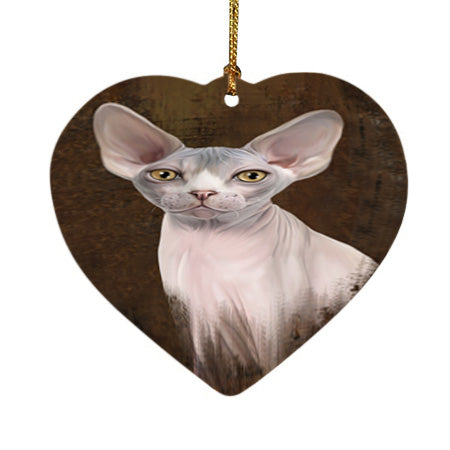 Rustic Sphynx Cat Heart Christmas Ornament HPOR54484
