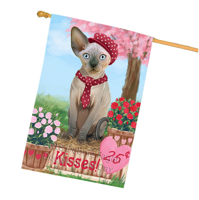 Rosie 25 Cent Kisses Sphynx Cat House Flag FLG56926
