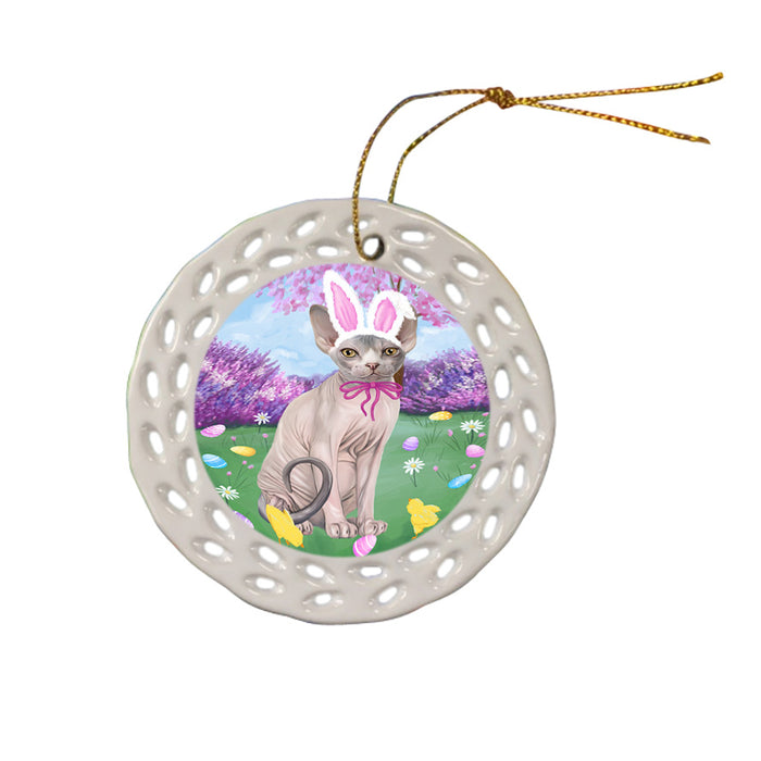 Easter Holiday Sphynx Cat Ceramic Doily Ornament DPOR57343