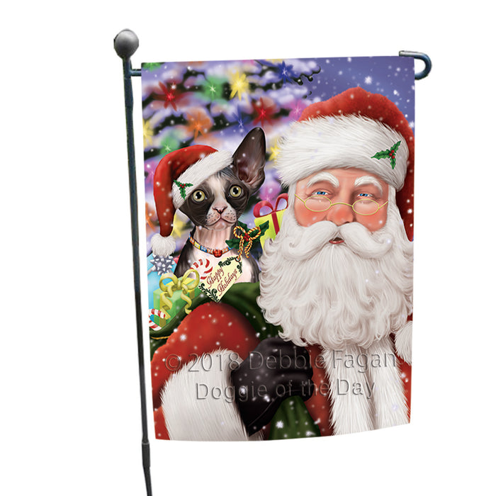 Santa Carrying Sphynx Cat and Christmas Presents Garden Flag GFLG53766