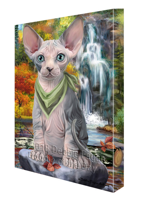 Scenic Waterfall Sphynx Cat Canvas Print Wall Art Décor CVS84932