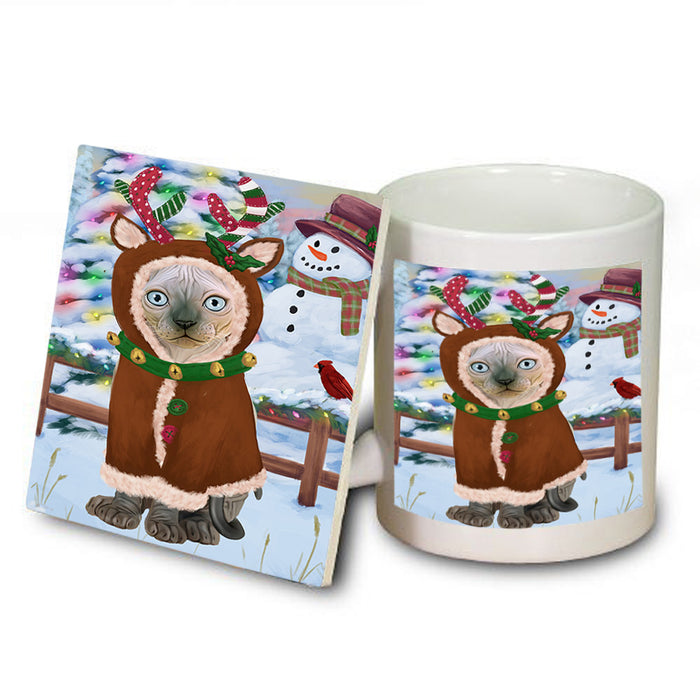 Christmas Gingerbread House Candyfest Sphynx Cat Mug and Coaster Set MUC56561