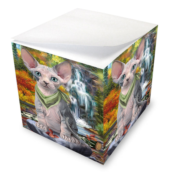Scenic Waterfall Sphynx Cat Note Cube NOC51963