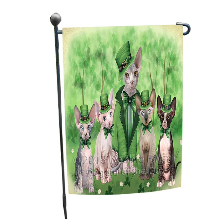 St. Patricks Day Irish Portrait Sphynx Cats Garden Flag GFLG65015