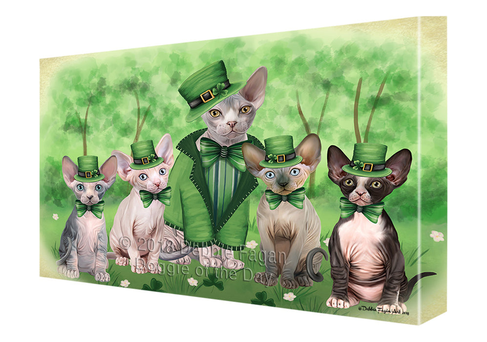 St. Patricks Day Irish Portrait Sphynx Cats Canvas Print Wall Art Décor CVS135863