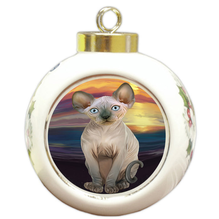 Sphynx Cat Round Ball Christmas Ornament RBPOR51780