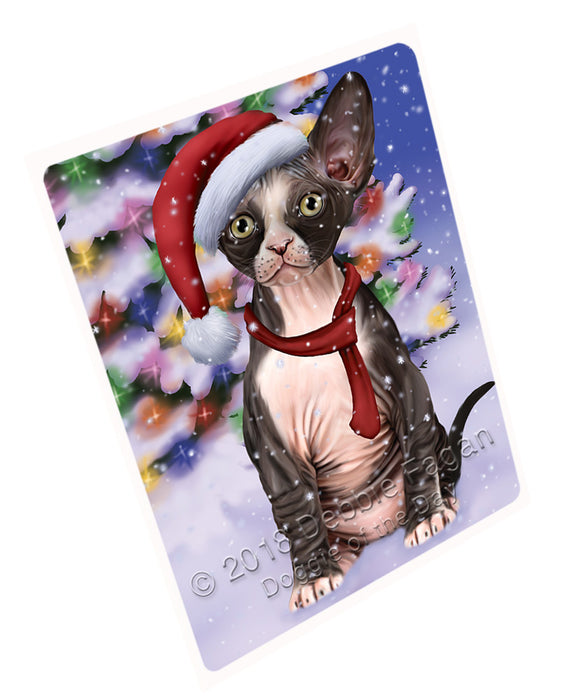 Winterland Wonderland Sphynx Cat In Christmas Holiday Scenic Background Cutting Board C65784