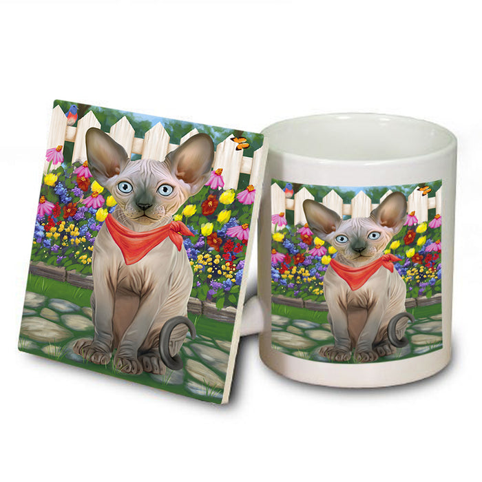 Spring Floral Sphynx Cat Mug and Coaster Set MUC52216