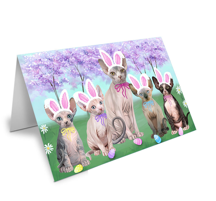 Easter Holiday Sphynx Cats Handmade Artwork Assorted Pets Greeting Cards and Note Cards with Envelopes for All Occasions and Holiday Seasons GCD76343