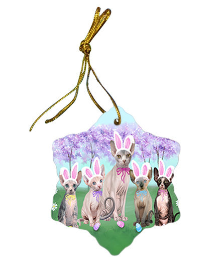 Easter Holiday Sphynx Cats Star Porcelain Ornament SPOR57344