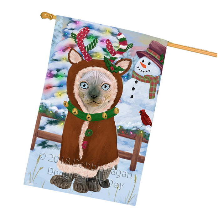 Christmas Gingerbread House Candyfest Sphynx Cat House Flag FLG57253