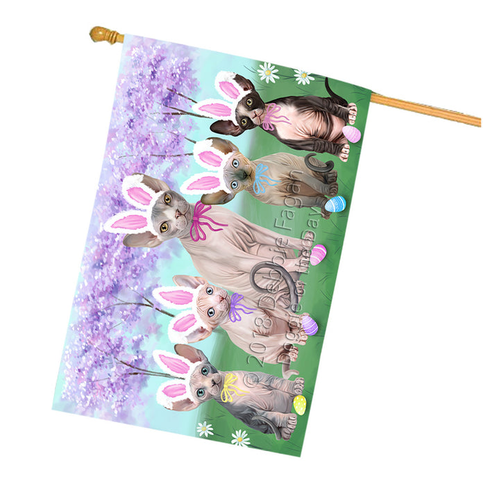 Easter Holiday Sphynx Cats House Flag FLG57635