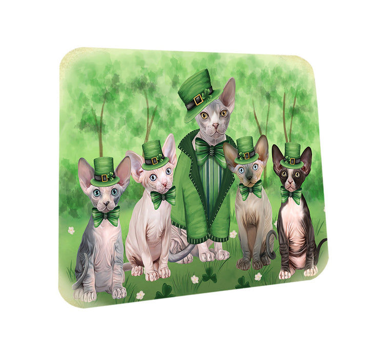 St. Patricks Day Irish Portrait Sphynx Cats Coasters Set of 4 CST57005