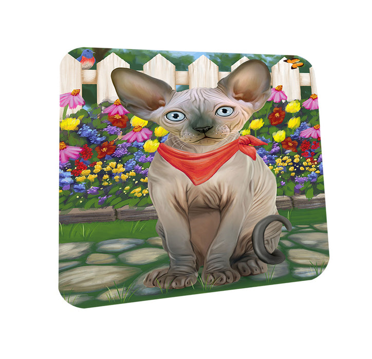 Spring Floral Sphynx Cat Coasters Set of 4 CST52235